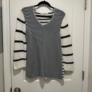 Tommy Bahama Ladies 100% Cotton Knit V Neck Sweater Medium Navy & White …